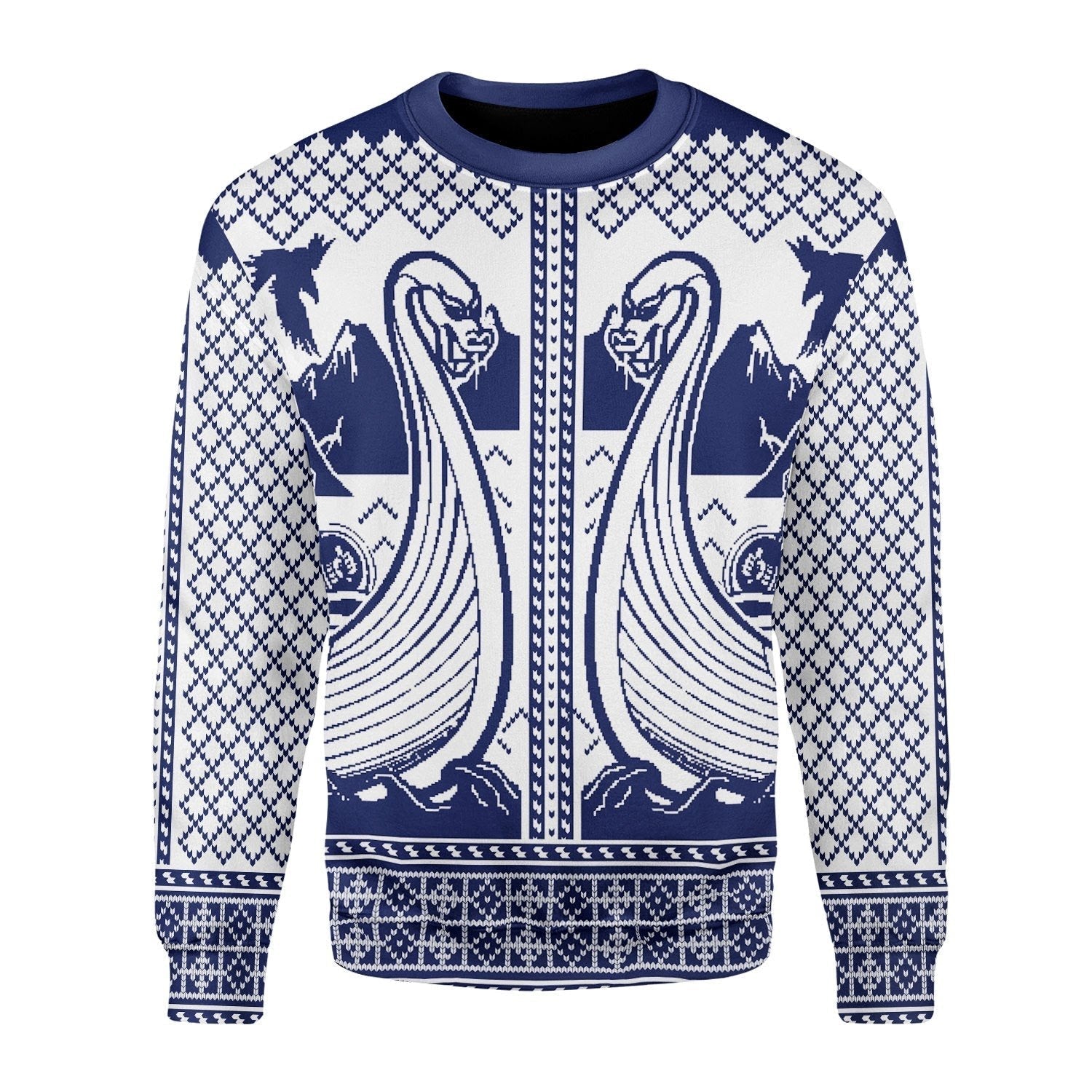 YMskins Christmas Sweater Viking Boat 3D Apparel