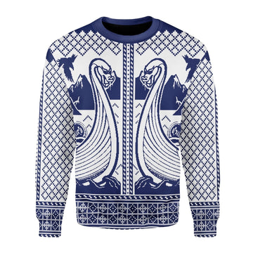YMskins Christmas Sweater Viking Boat 3D Apparel