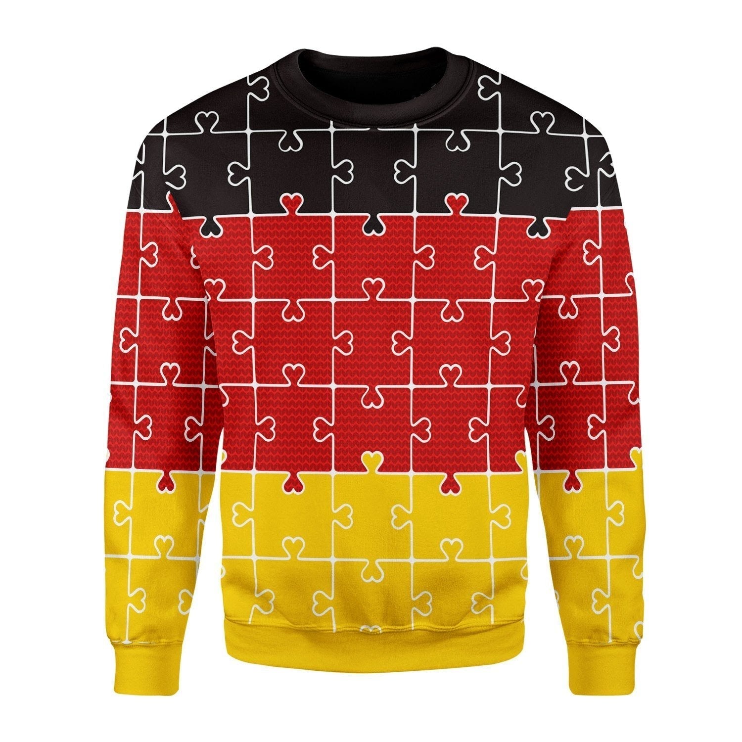 Gearhomies Christmas Unisex Sweater German Autism Jigsaw Piece Puzzle Ugly Christmas 3D Apparel
