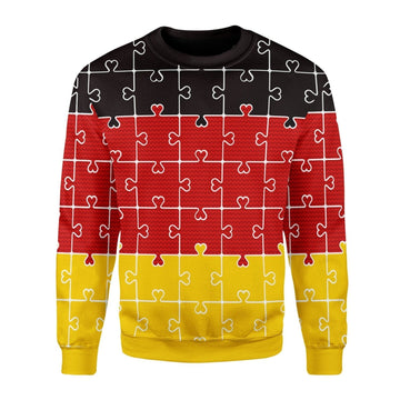 Gearhomies Christmas Unisex Sweater German Autism Jigsaw Piece Puzzle Ugly Christmas 3D Apparel