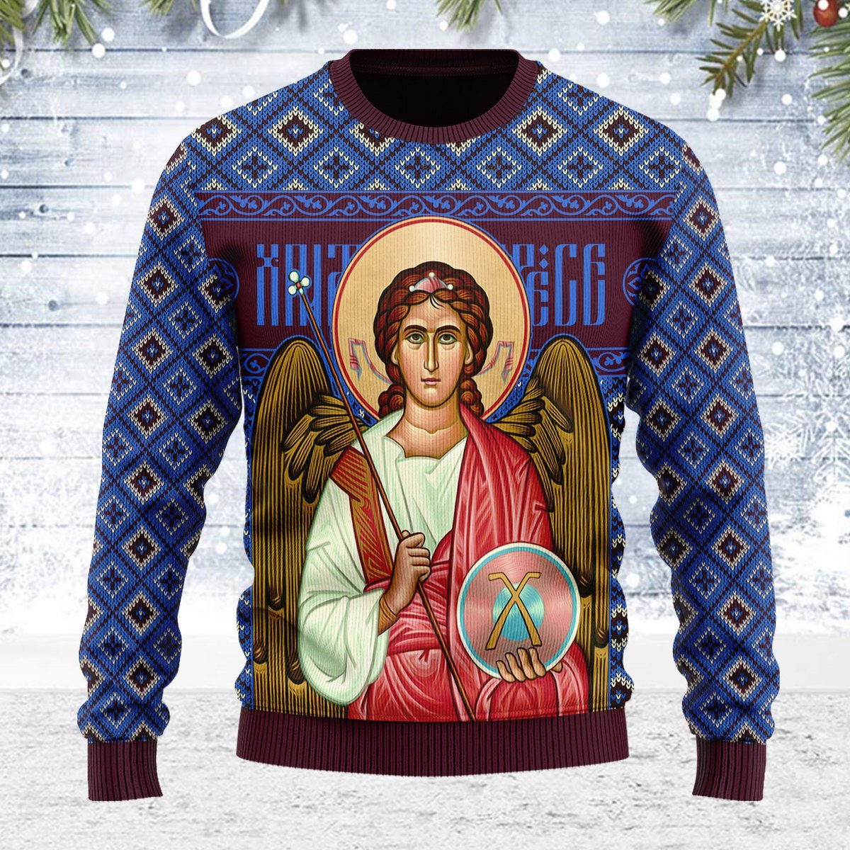 Merry Christmas YMskins Unisex Ugly Christmas Sweater St. Archangel Michael 3D Apparel