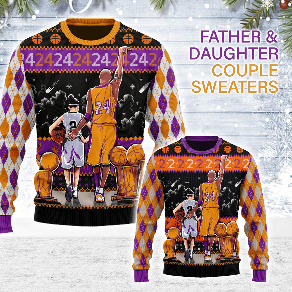 YMskins Ugly Christmas Sweater Father and Daughter Best Friends For Life 3D Apparel