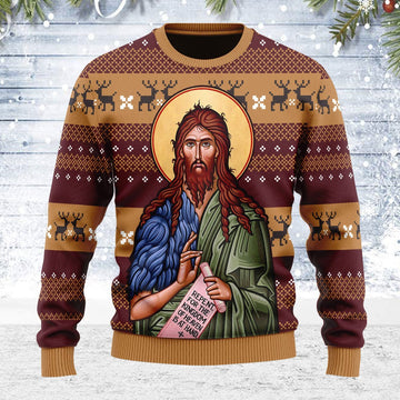 Merry Christmas YMskins Unisex Ugly Christmas Sweater St. John the Baptist 3D Apparel
