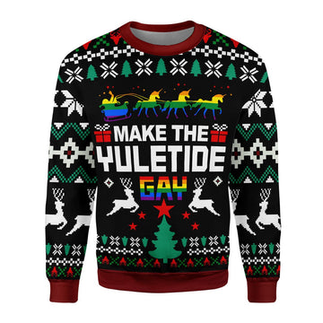 YMskins Unisex Sweatshirt Make The Yuletide Gay Pride 3D Apparel