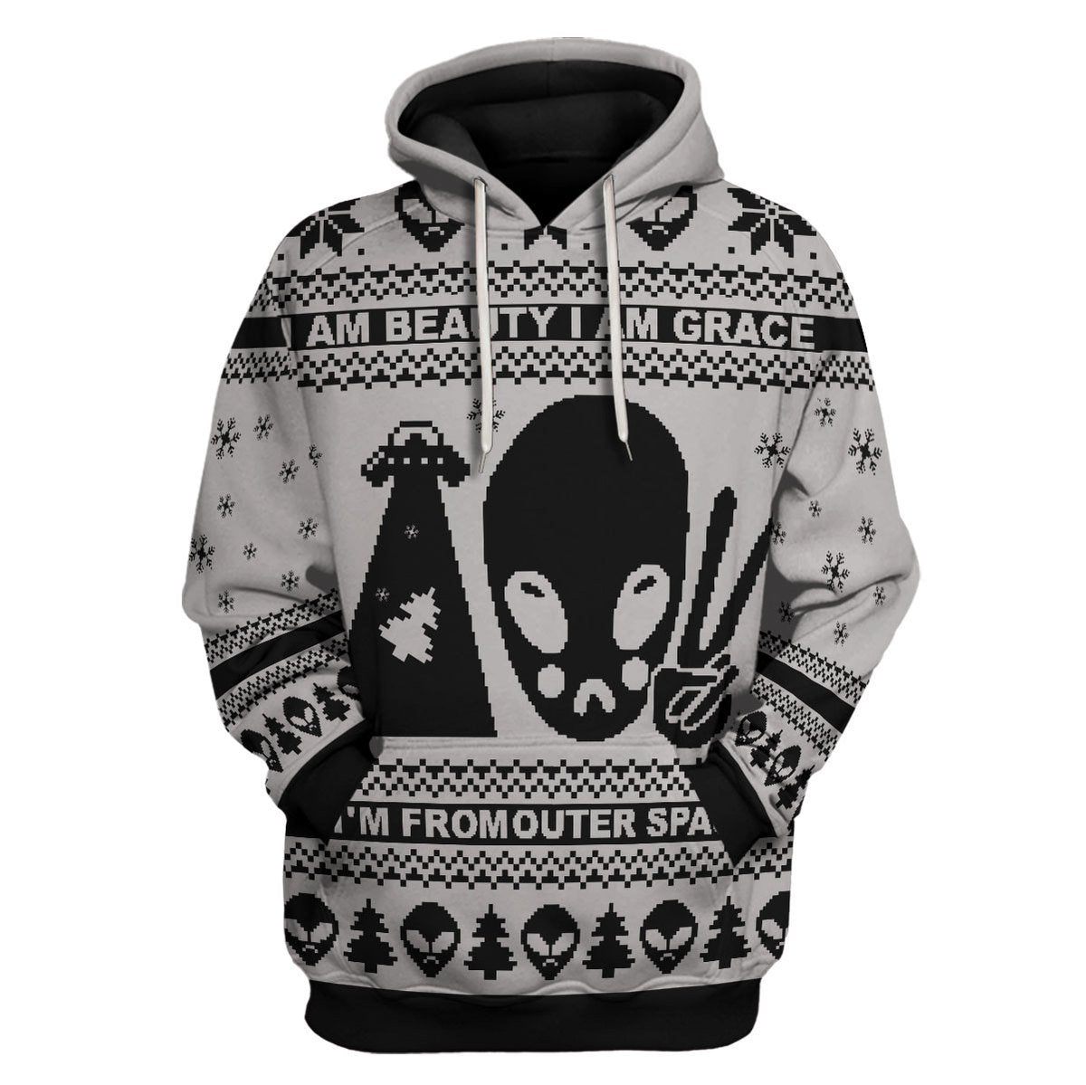 YMskins Unisex Hoodie I Am Beauty, I Am Grace, I'm From Outer Space Alien 3D Apparel