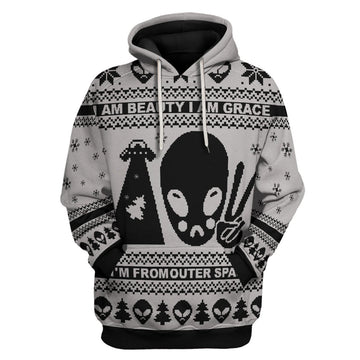 YMskins Unisex Hoodie I Am Beauty, I Am Grace, I'm From Outer Space Alien 3D Apparel
