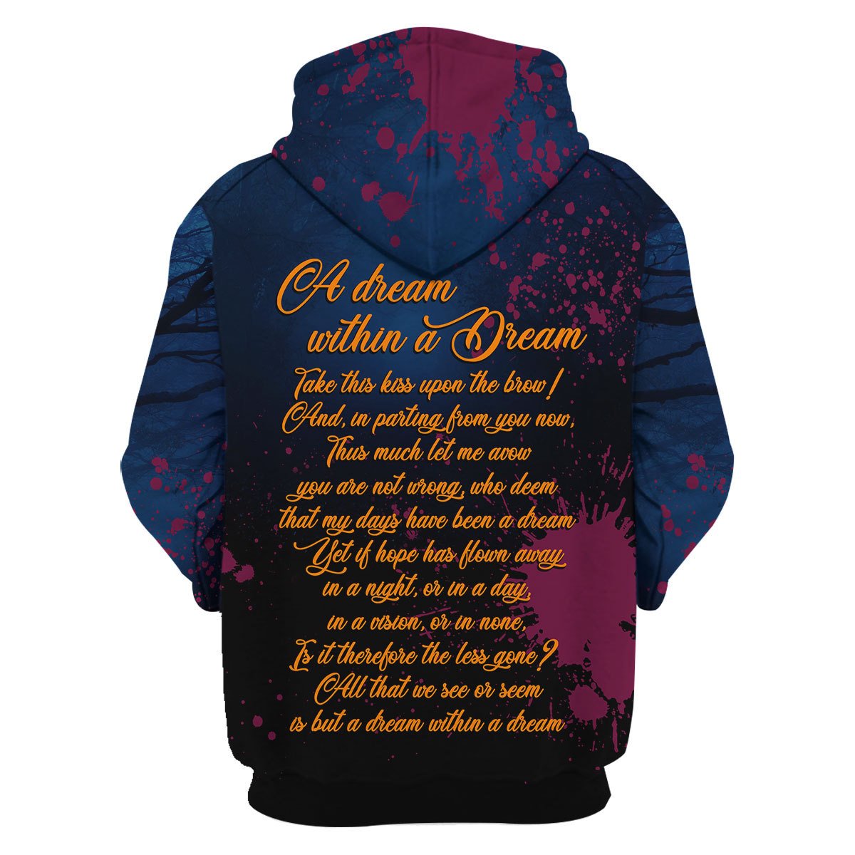 YMskins Unisex Zip Hoodie Edgar Allan Poe A Dream Within A Dream 3D Apparel