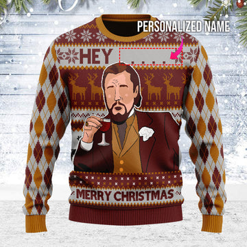 YMskins Ugly Christmas Sweater Hey ... Merry Christmas Custom Name 3D Apparel