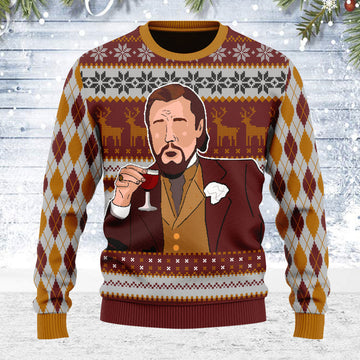 YMskins Ugly Christmas Sweater Leo Laughing Meme Merry Christmas 3D Apparel