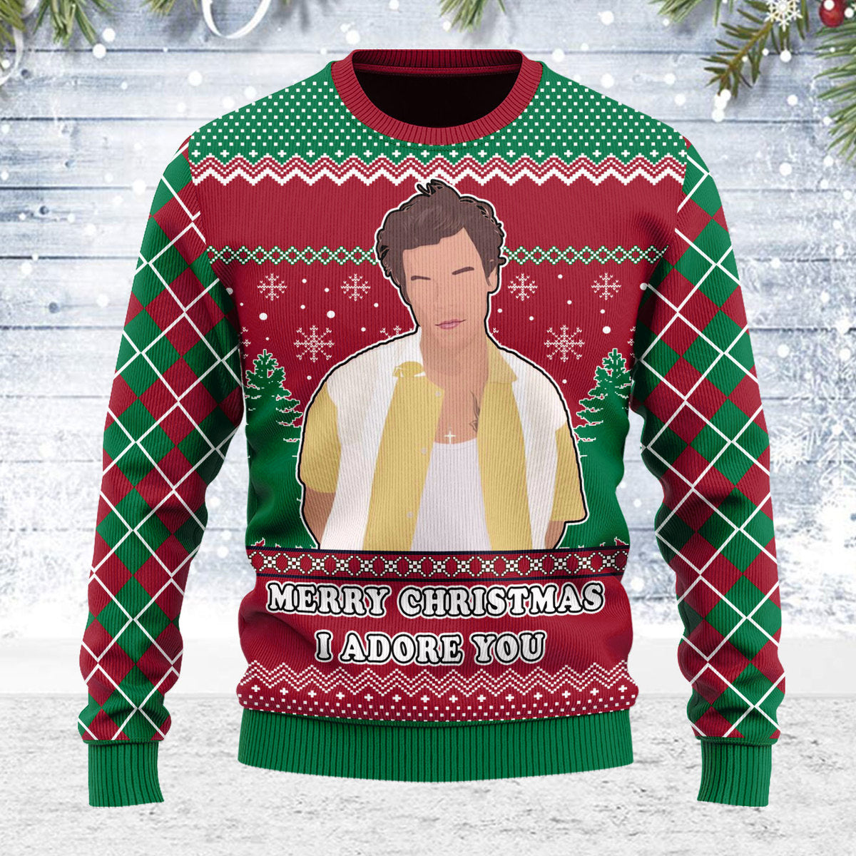 YMskins Ugly Christmas Sweater I Adore You Harry Christmas 3D Apparel