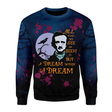 YMskins Unisex Sweatshirt Edgar Allan Poe A Dream Within A Dream 3D Apparel