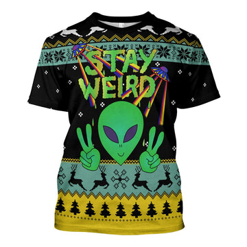 YMskins Unisex T-shirt Stay Weird Alien 3D Apparel