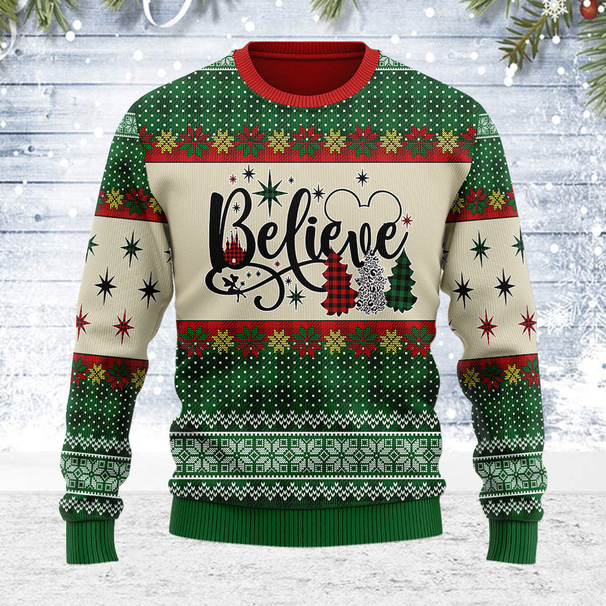 YMskins Ugly Christmas Sweater Believe 3D Apparel