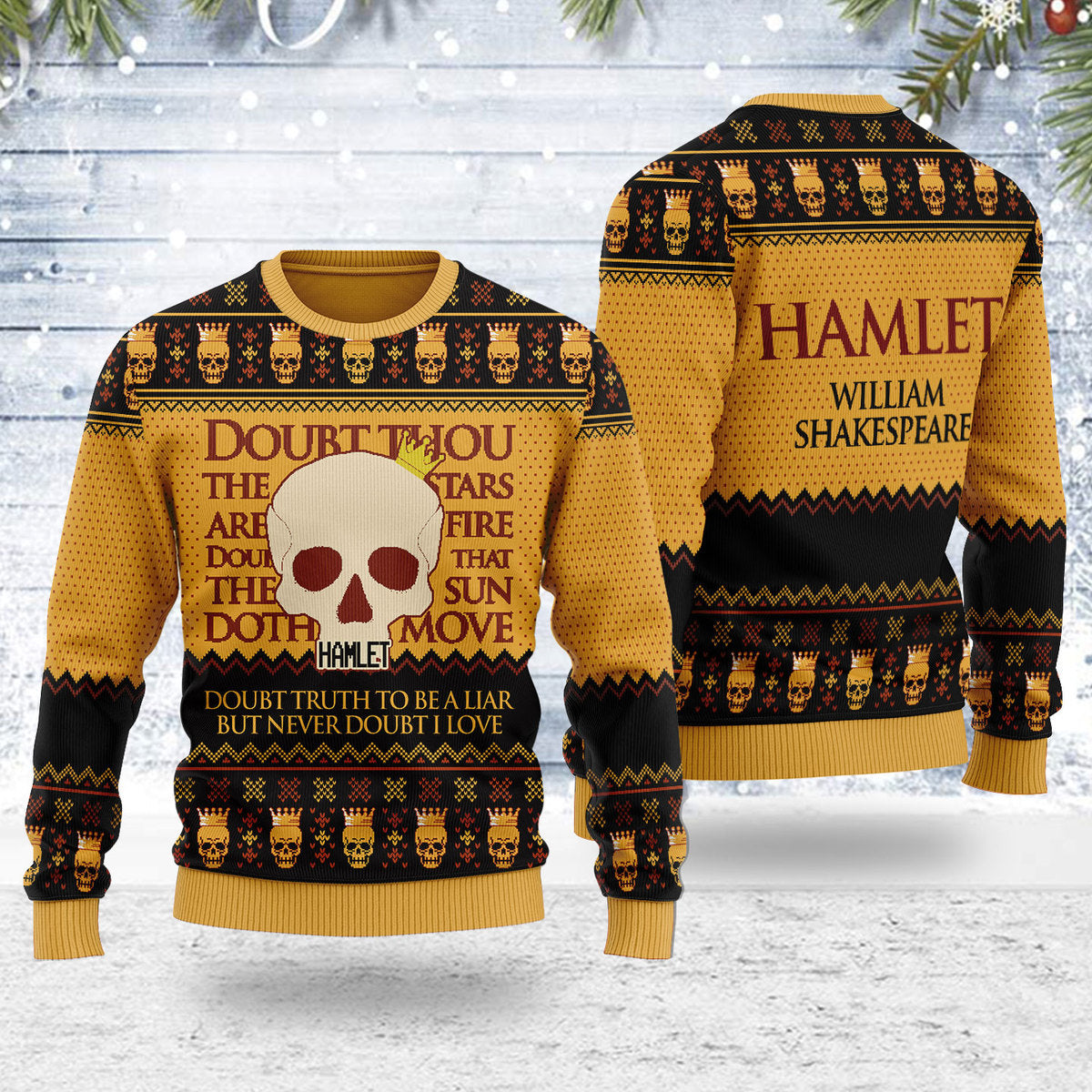 YMskins Ugly Christmas Sweater Hamlet William Shakespare 3D Apparel