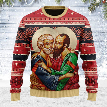 Merry Christmas YMskins Unisex Ugly Christmas Sweater St. Apostles Peter and Paul 3D Apparel