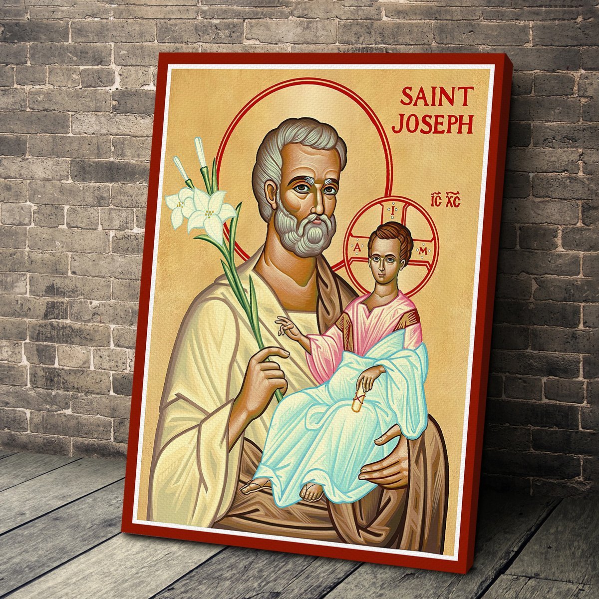 YMskins Canvas Saint Joseph and Child Jesus