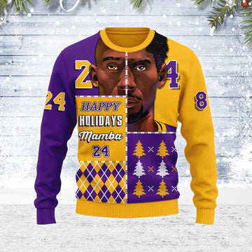 YMskins Ugly Christmas Sweater Happy Holidays Mamba 3D Apparel