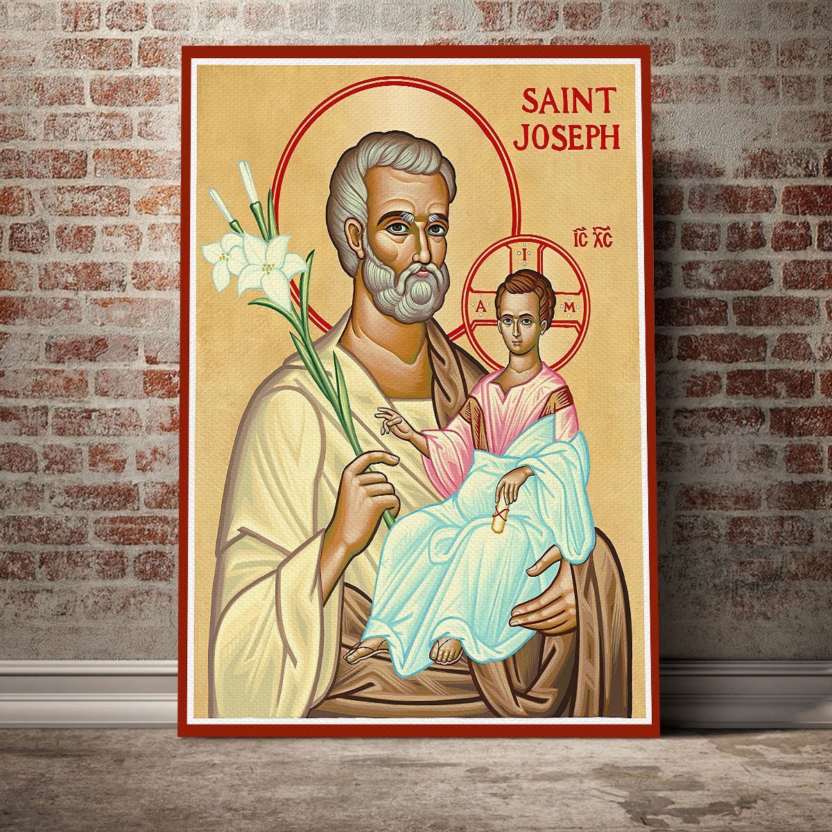 YMskins Canvas Saint Joseph and Child Jesus