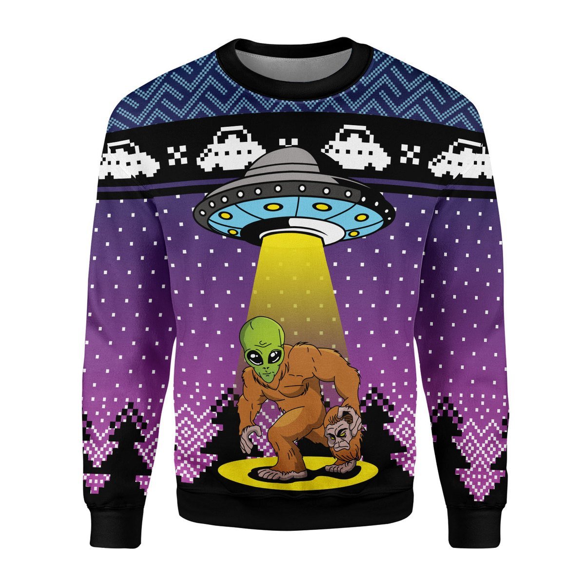 YMskins Ugly Sweater Big Foot Alien Happy Dog 3D Apparel