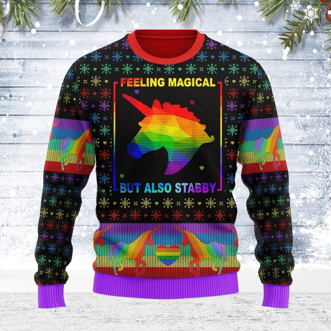 Feeling Magical But Also Stabby Ugly Christmas Sweater - OodieGang
