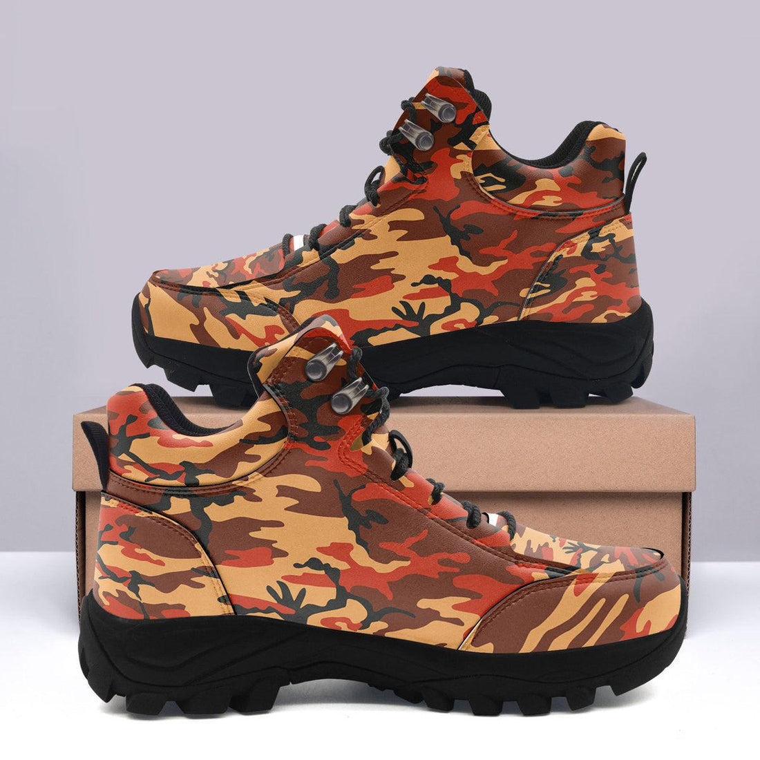 Flecktarn Red Brown German WWII CamoPatterns Hiking Shoes - OodieGang