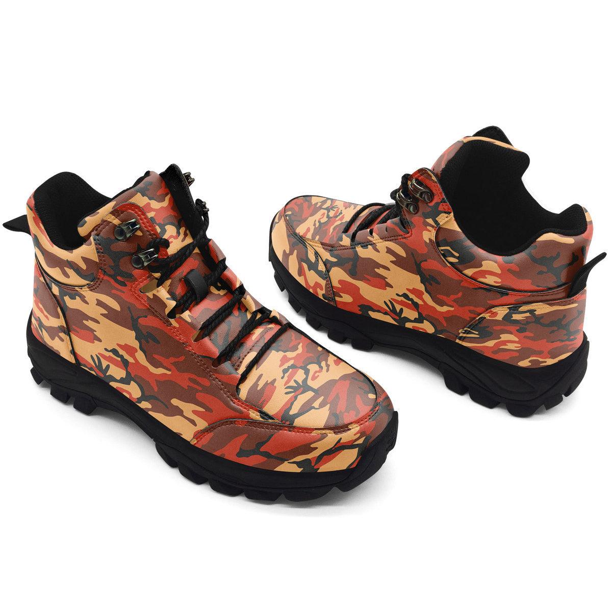 Flecktarn Red Brown German WWII CamoPatterns Hiking Shoes - CustomsPig