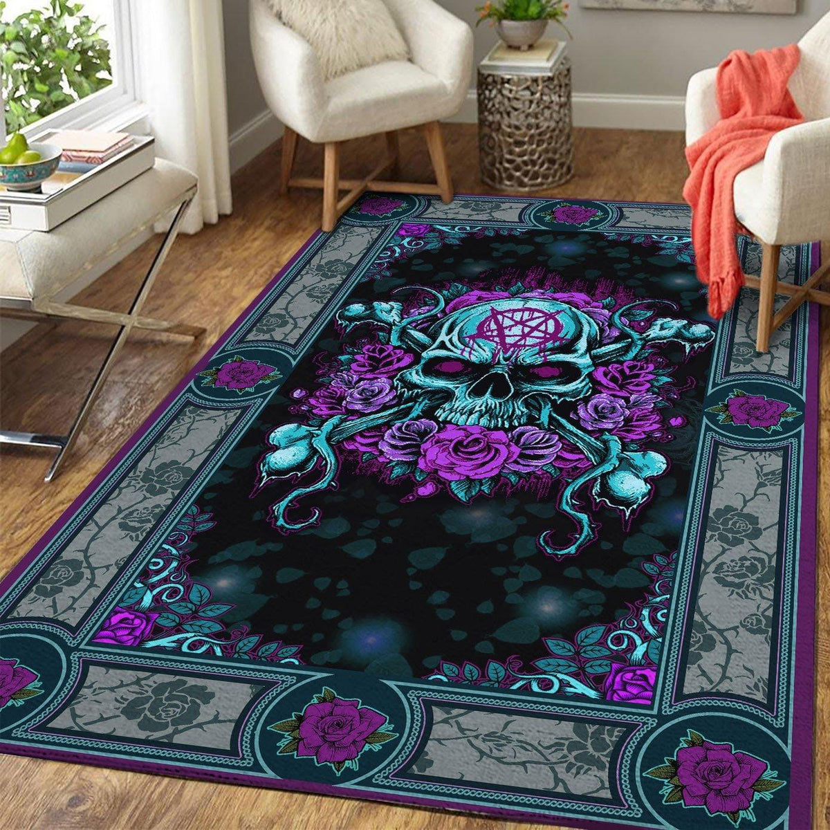 Flower Skull Rug - DucG