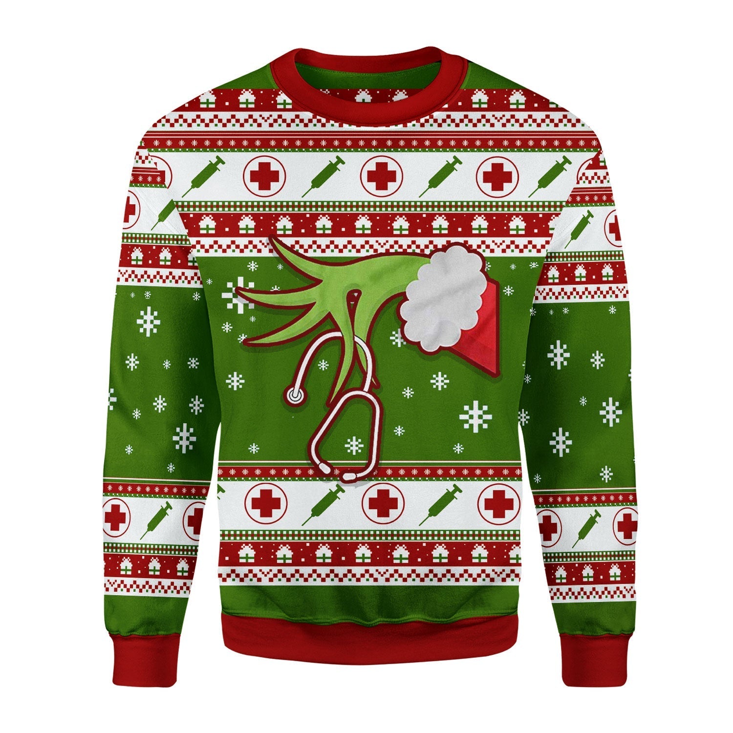 YMskins Christmas Sweater Grinch Nurse 3D Apparel