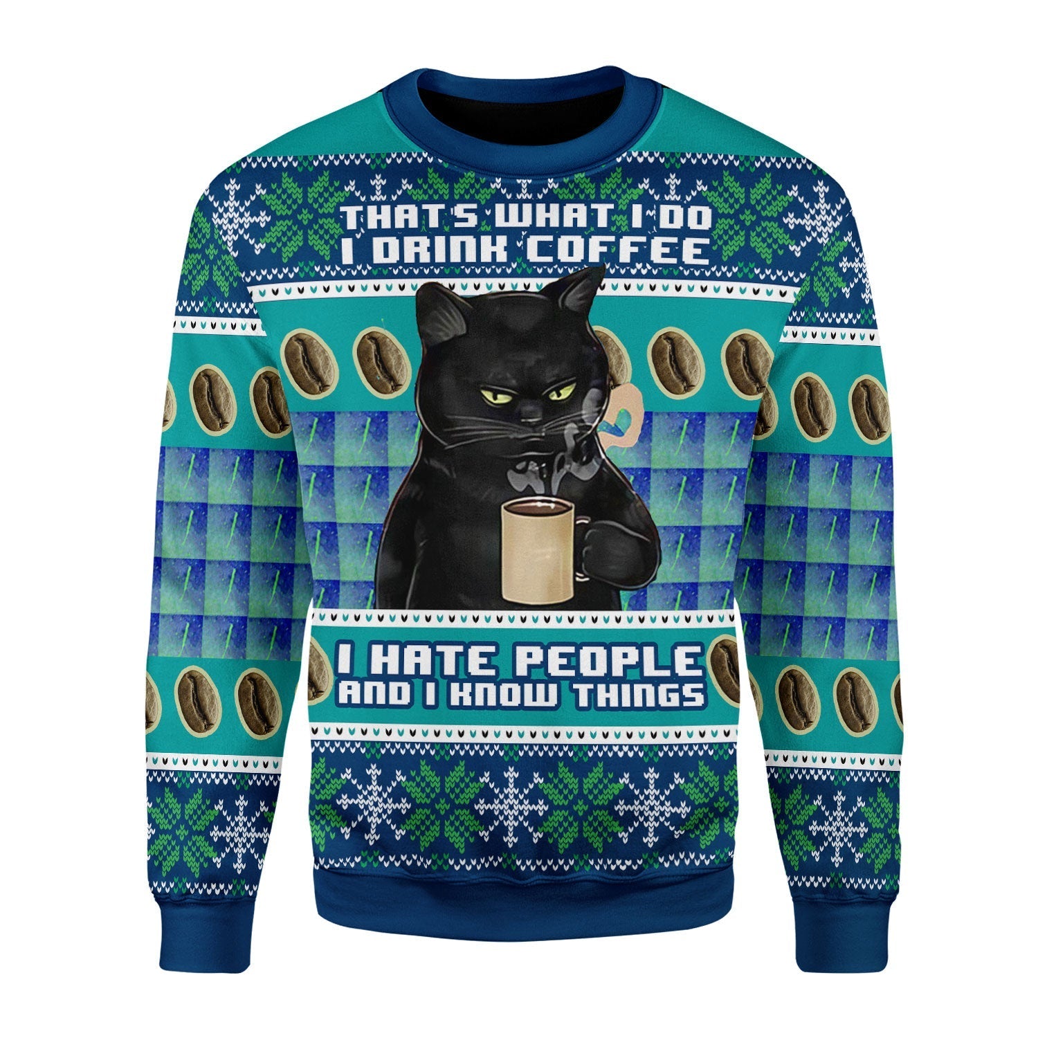 YMskins Christmas Sweater I Hate People Cat 3D Apparel