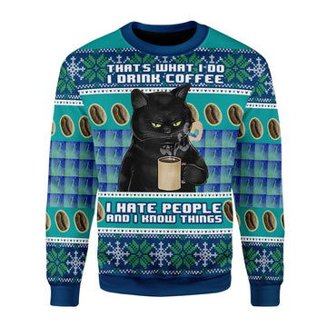 YMskins Christmas Sweater I Hate People Cat 3D Apparel