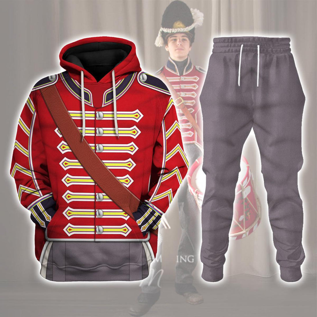 Gearhomie 23rd Foot ( Royal Welch Fuzileers ) Drummer (1812-1815) Uniform All Over Print Hoodie Sweatshirt T-Shirt Tracksuit - Gearhomie.com