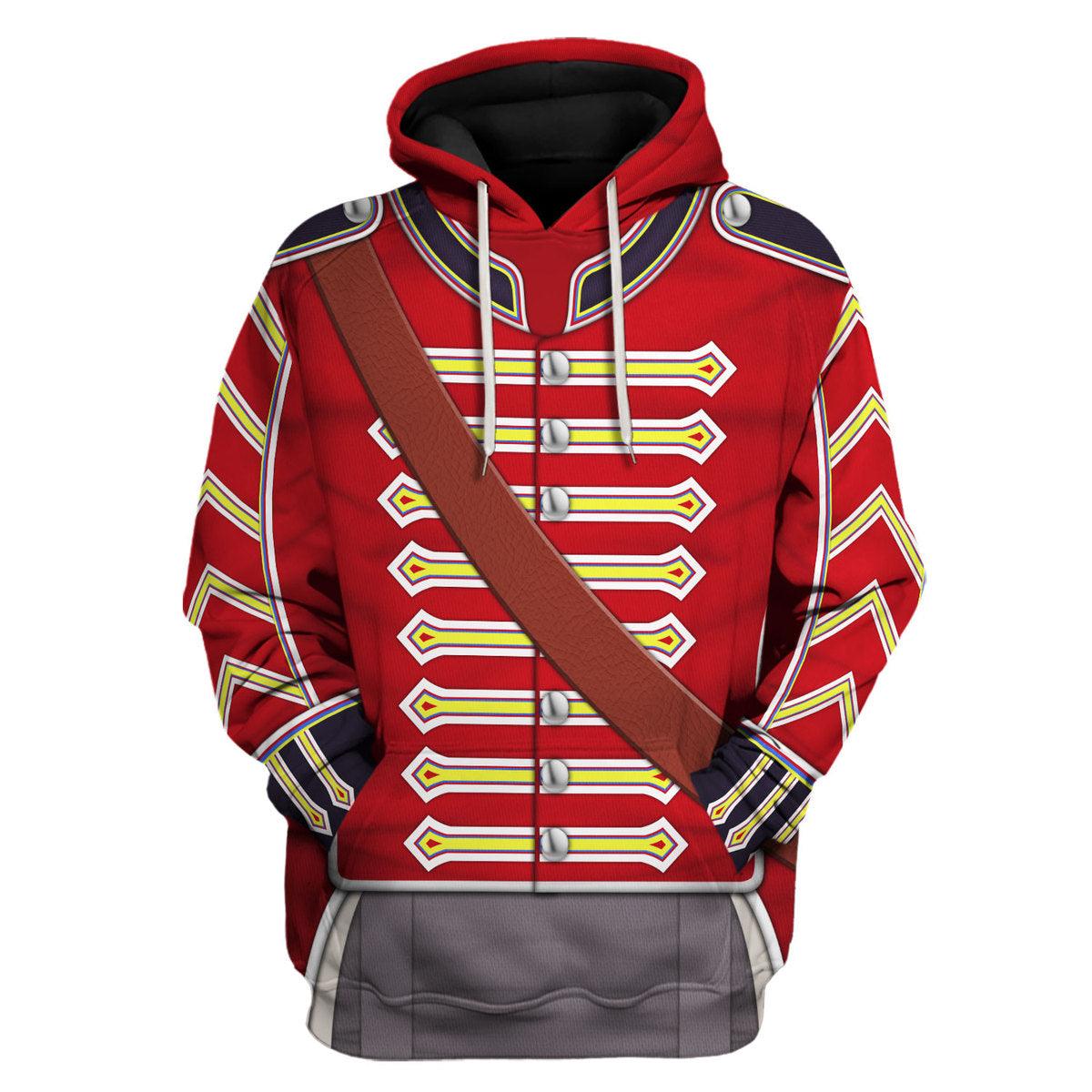 Gearhomie 23rd Foot ( Royal Welch Fuzileers ) Drummer (1812-1815) Uniform All Over Print Hoodie Sweatshirt T-Shirt Tracksuit - Gearhomie.com