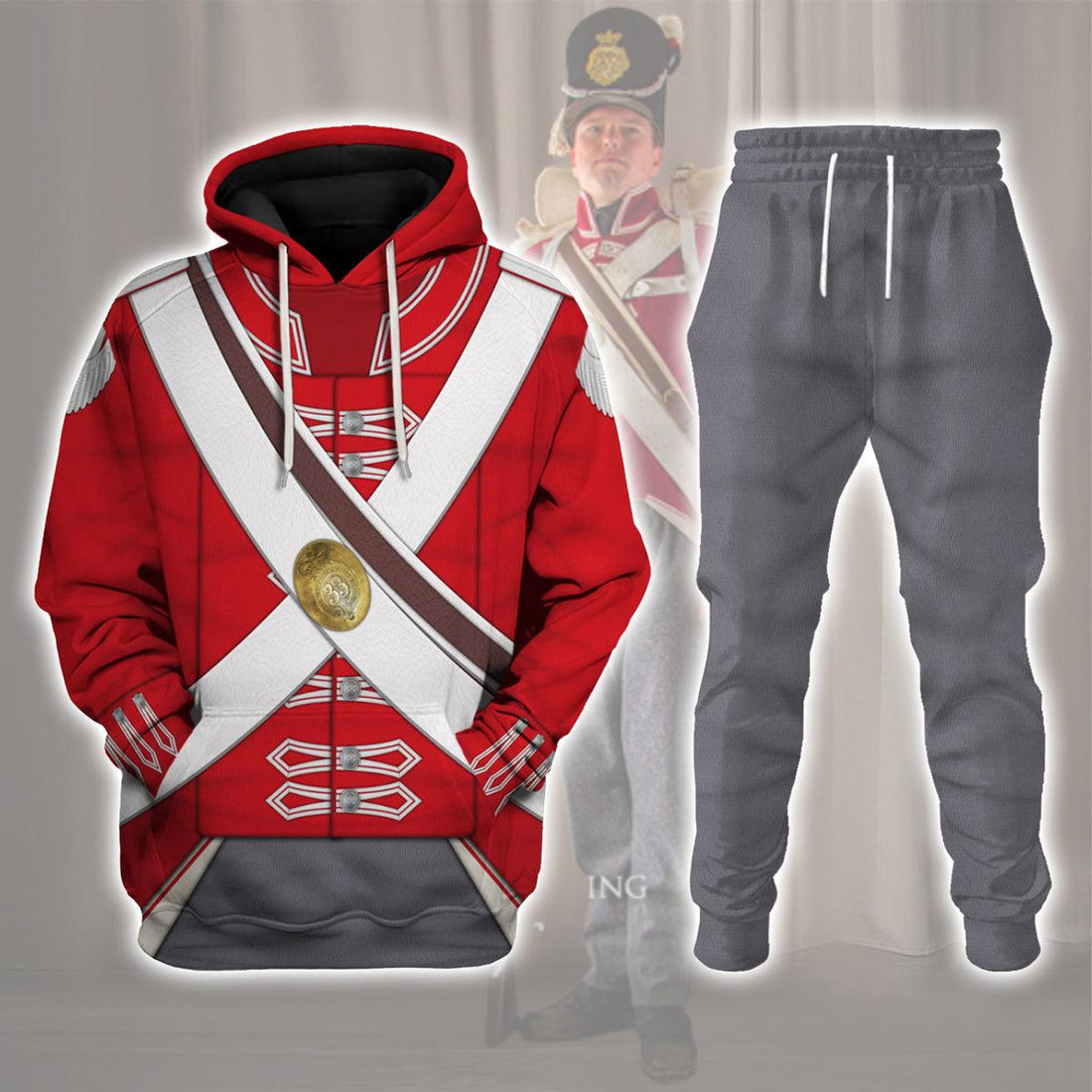Gearhomie 33rd Foot (1st Yorkshire West Riding) Private Centre Company (1812-1815) Uniform All Over Print Hoodie Sweatshirt T-Shirt Tracksuit - Gearhomie.com