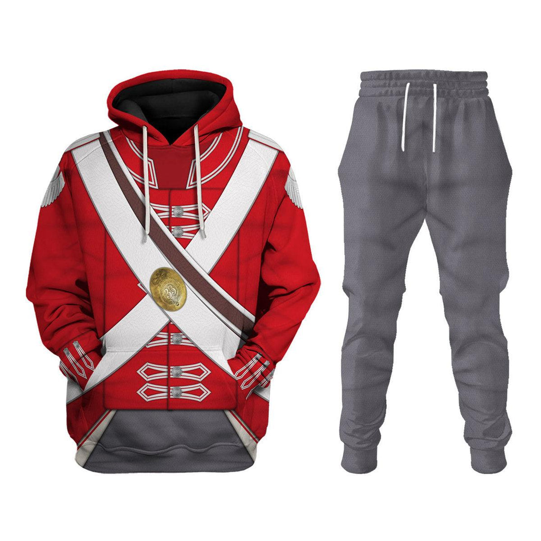 Gearhomie 33rd Foot (1st Yorkshire West Riding) Private Centre Company (1812-1815) Uniform All Over Print Hoodie Sweatshirt T-Shirt Tracksuit - Gearhomie.com