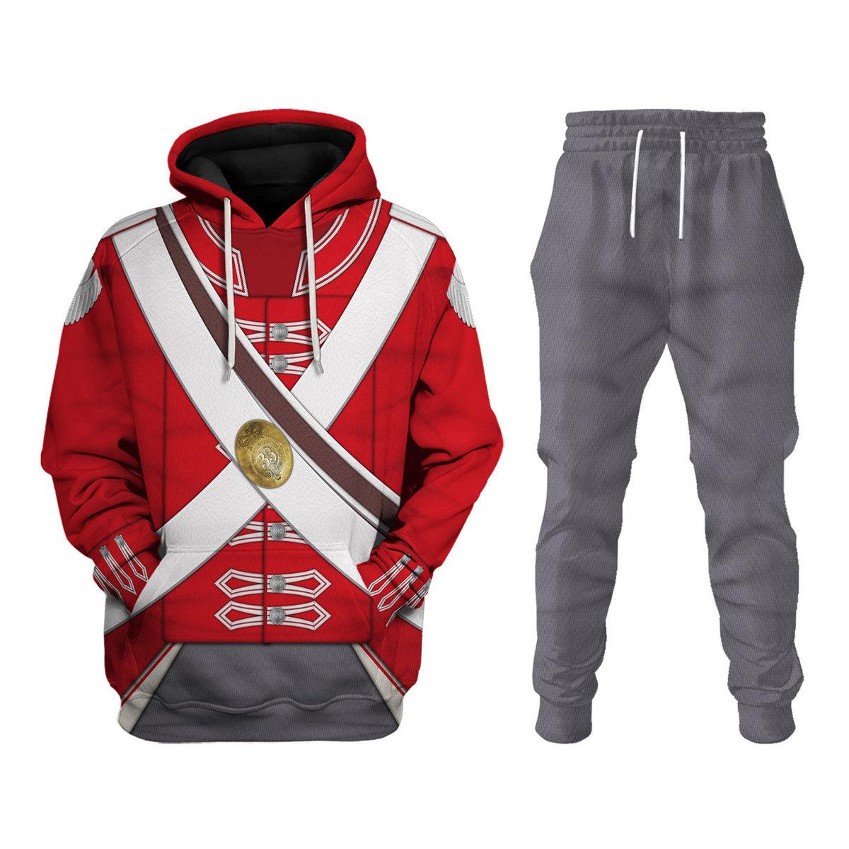 Gearhomie 33rd Foot (1st Yorkshire West Riding) Private Centre Company (1812-1815) Uniform All Over Print Hoodie Sweatshirt T-Shirt Tracksuit - Gearhomie.com