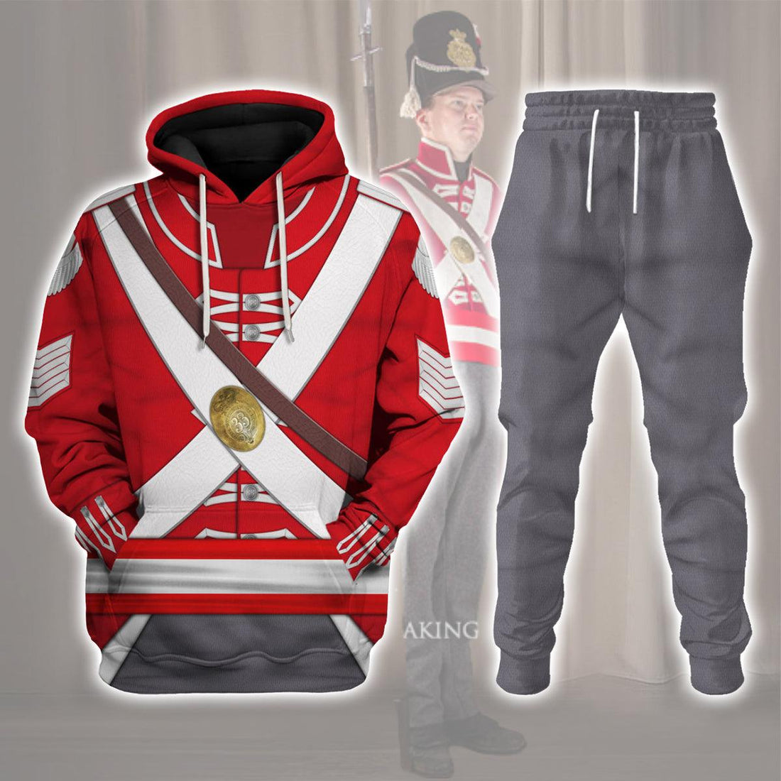 Gearhomie 33rd Foot (1st Yorkshire West Riding) Sergeant- Centre Company (1812-1815) Uniform All Over Print Hoodie Sweatshirt T-Shirt Tracksuit - Gearhomie.com