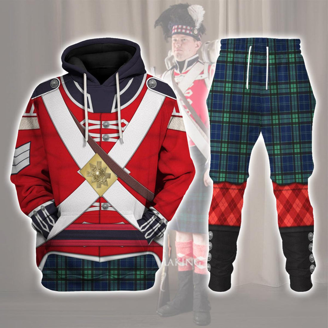 Gearhomie 42nd Foot (Royal Highland) Private Grenadier Company (1812-1815) Uniform All Over Print Hoodie Sweatshirt T-Shirt Tracksuit - Gearhomie.com