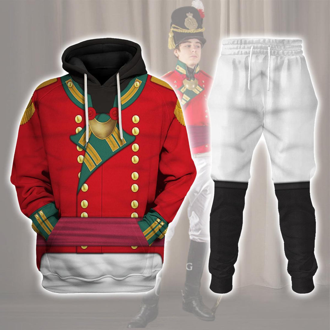 Gearhomie 69th Foot (South Lincolnshire) Officer- Flank Company (1812-1815) Uniform All Over Print Hoodie Sweatshirt T-Shirt Tracksuit - Gearhomie.com