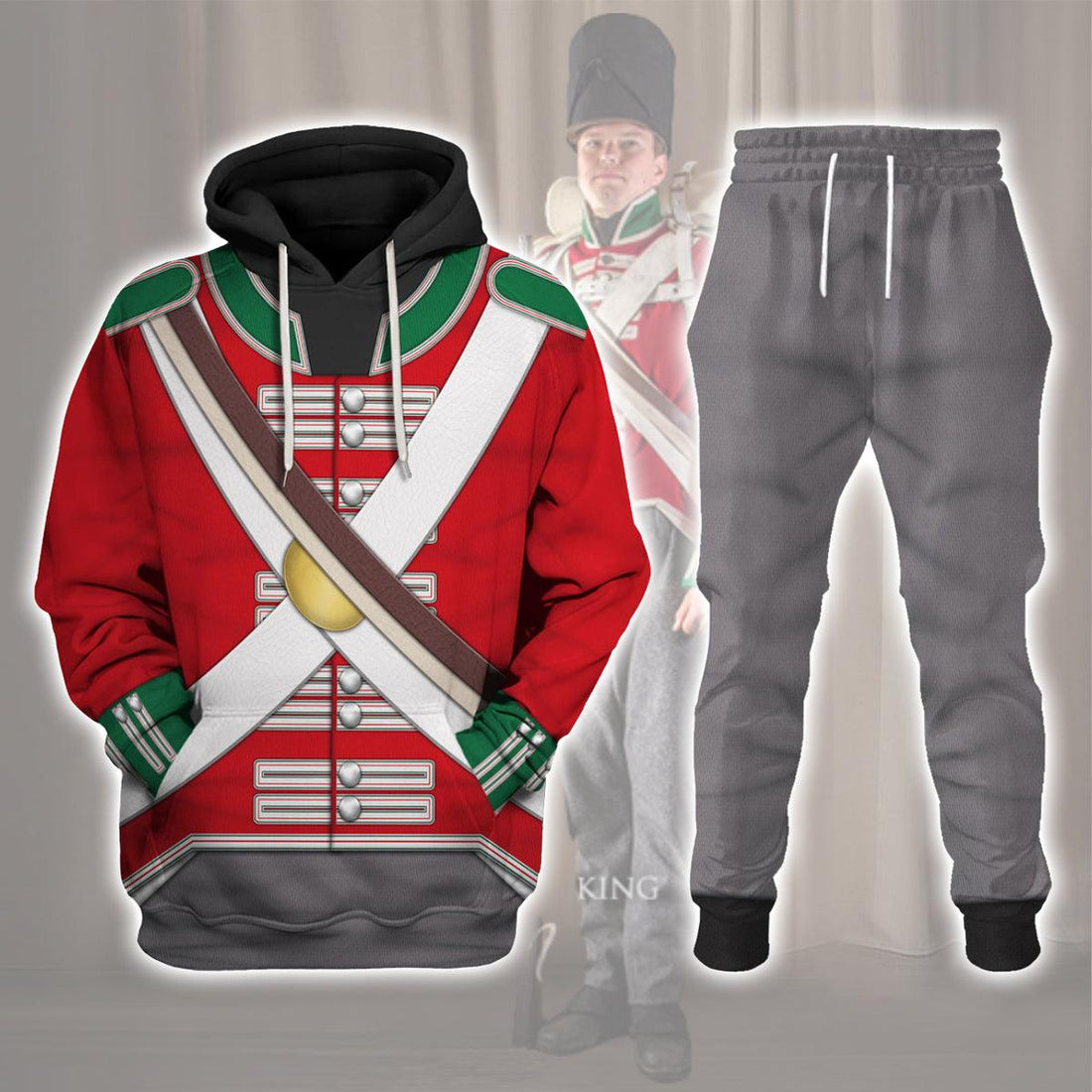 Gearhomie 69th Foot (South Lincolnshire) Private Centre Company (1812-1815) Uniform All Over Print Hoodie Sweatshirt T-Shirt Tracksuit - Gearhomie.com