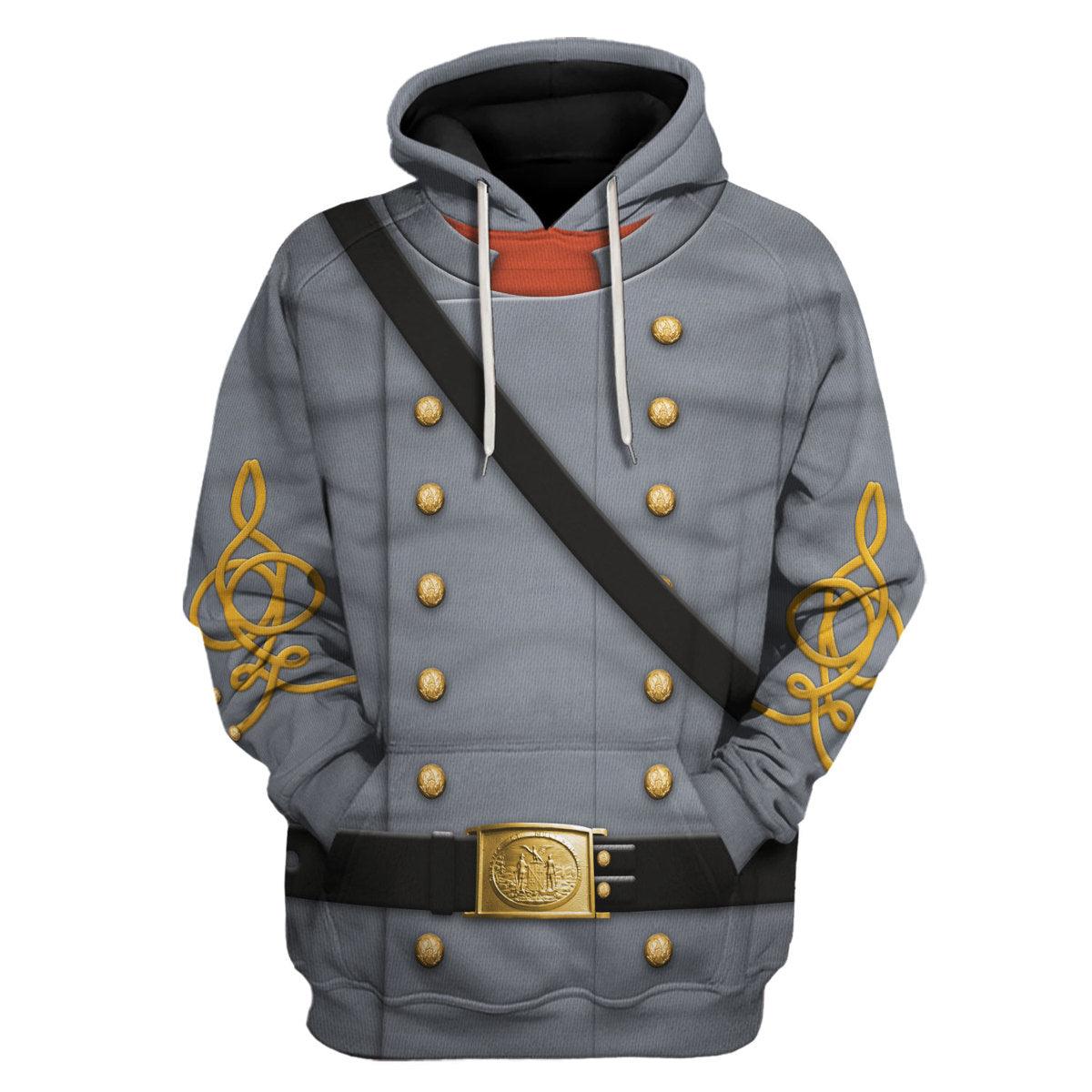 Gearhomie American Confederate Army-Cavalry Officer Uniform All Over Print Hoodie Sweatshirt T-Shirt Tracksuit - Gearhomie.com