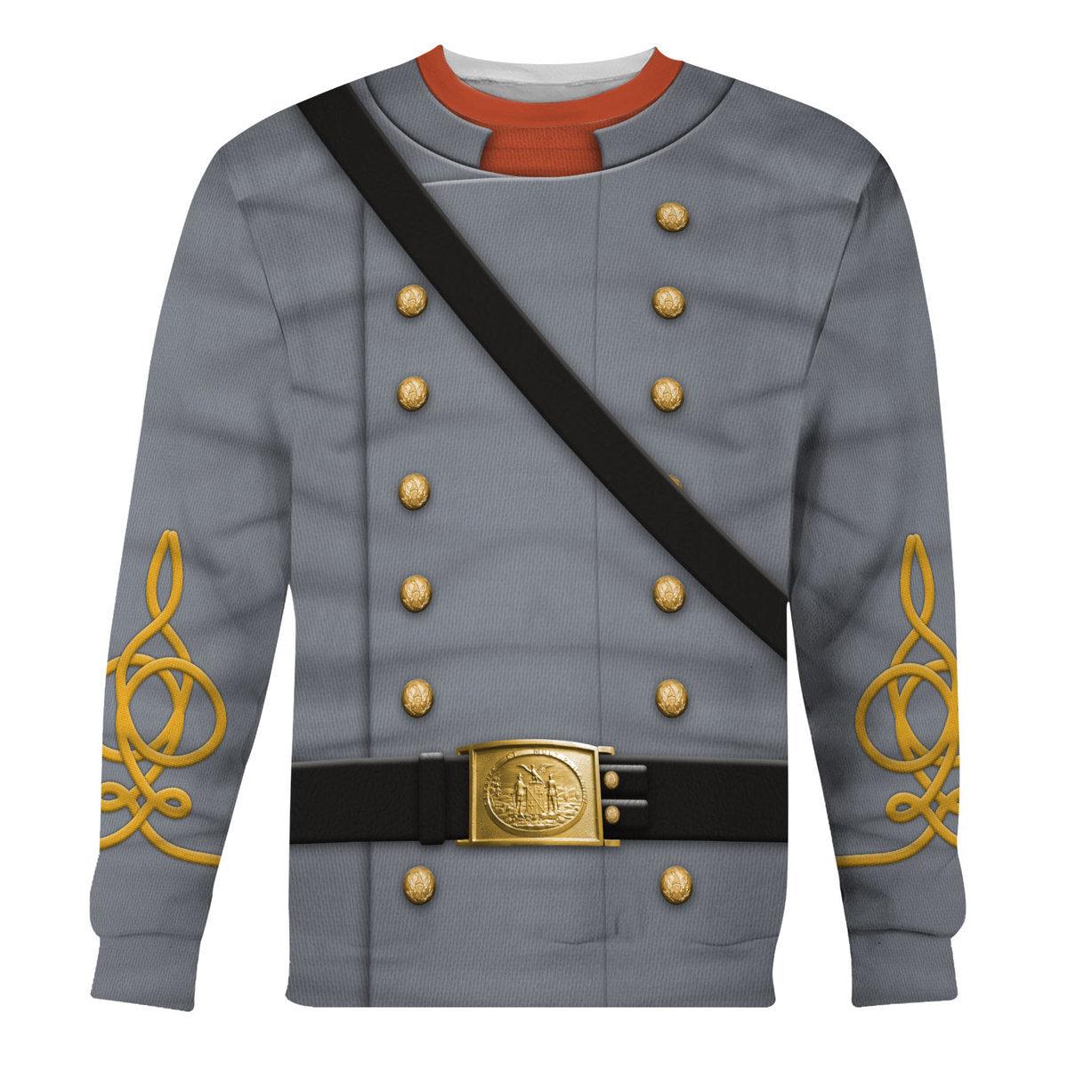 Gearhomie American Confederate Army-Cavalry Officer Uniform All Over Print Hoodie Sweatshirt T-Shirt Tracksuit - Gearhomie.com
