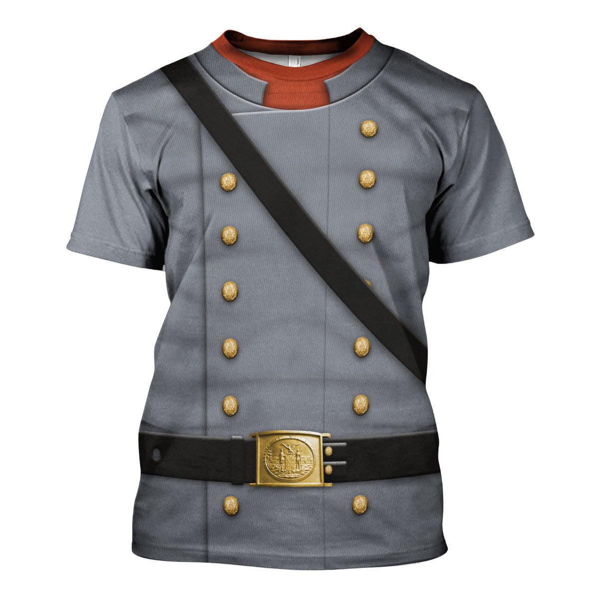 Gearhomie American Confederate Army-Cavalry Officer Uniform All Over Print Hoodie Sweatshirt T-Shirt Tracksuit - Gearhomie.com