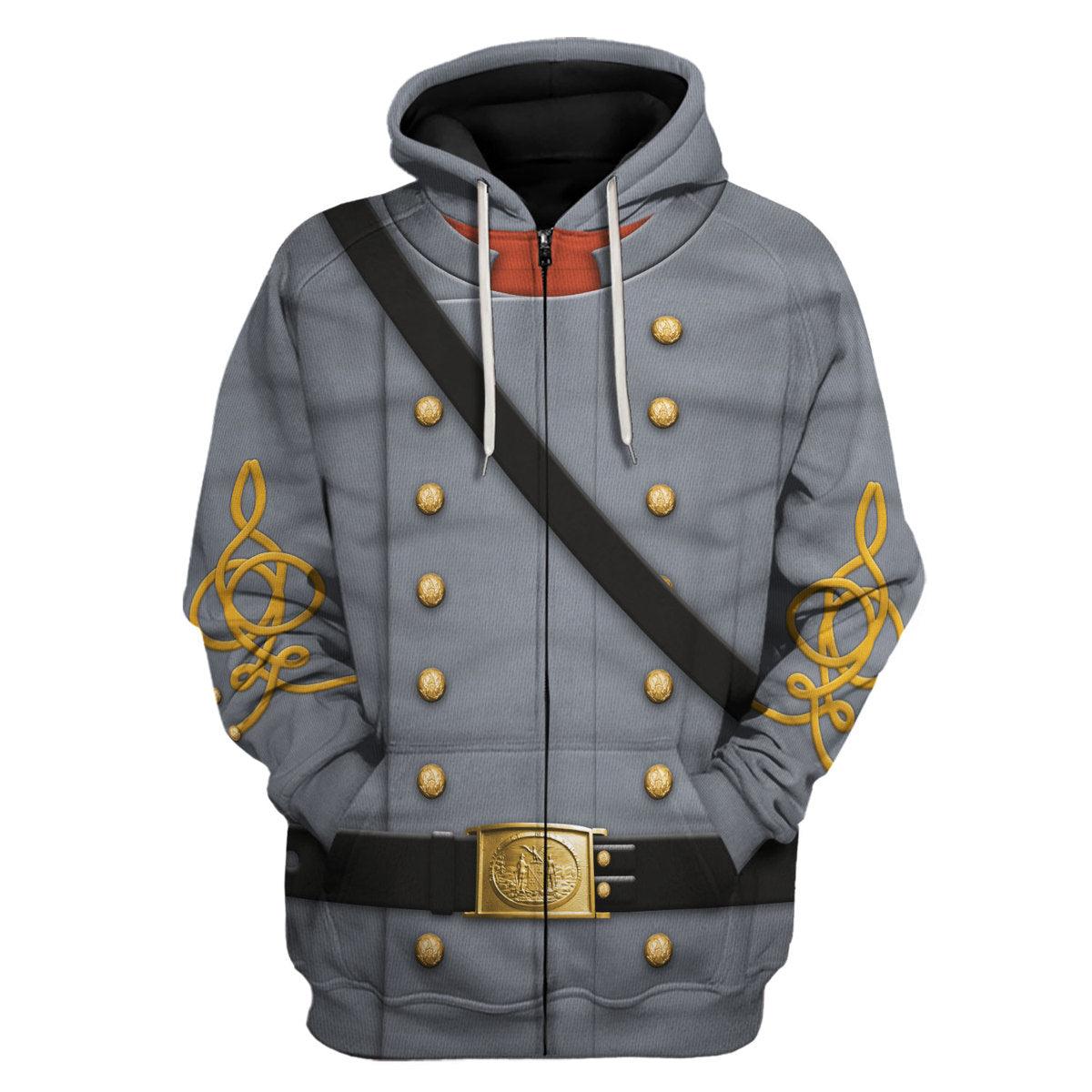 Gearhomie American Confederate Army-Cavalry Officer Uniform All Over Print Hoodie Sweatshirt T-Shirt Tracksuit - Gearhomie.com