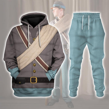 CustomsPig American Confederate Army-Infantry-Private Soldier Uniform All Over Print Hoodie Sweatshirt T-Shirt Tracksuit - CustomsPig.com