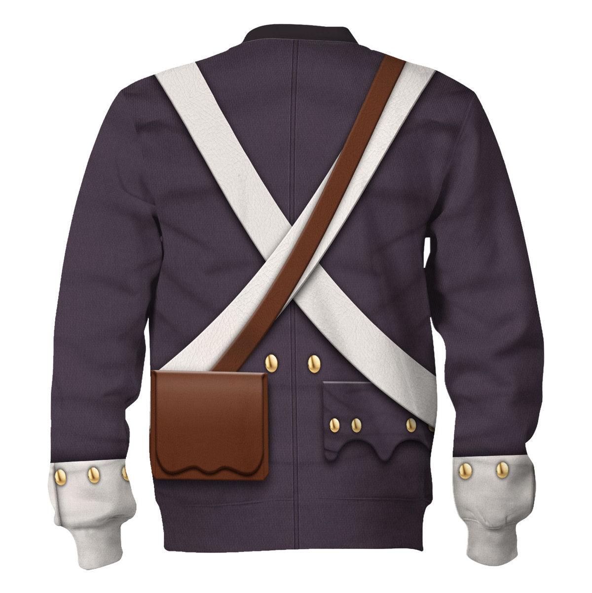 Gearhomie American Infantry-3rd Connecticut Regiment-1783 Uniform All Over Print Hoodie Sweatshirt T-Shirt Tracksuit - Gearhomie.com