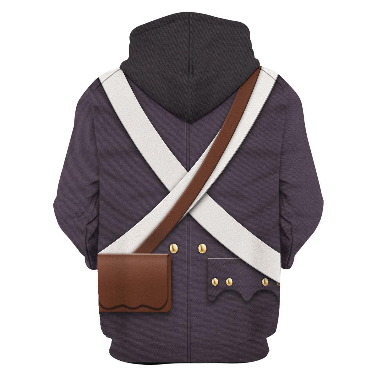 Gearhomie American Infantry-3rd Connecticut Regiment-1783 Uniform All Over Print Hoodie Sweatshirt T-Shirt Tracksuit - Gearhomie.com