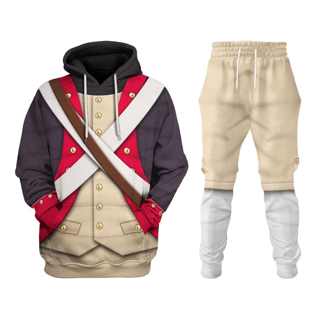 Gearhomie American Infantry-8th Continental Regiment-1783 Uniform All Over Print Hoodie Sweatshirt T-Shirt Tracksuit - Gearhomie.com