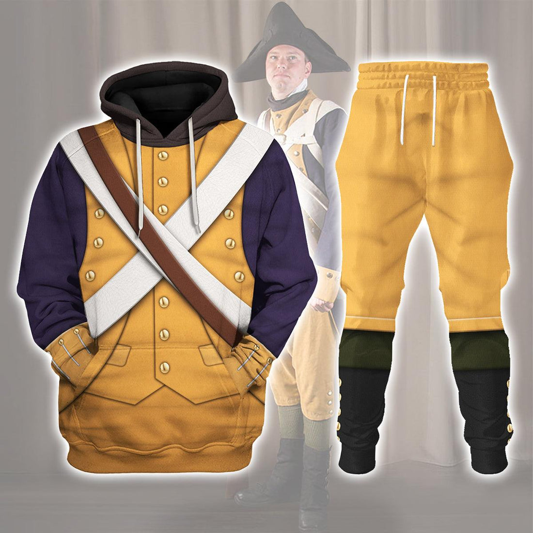 Gearhomie American Infantry-Full Marching-1776-1783 Uniform All Over Print Hoodie Sweatshirt T-Shirt Tracksuit - Gearhomie.com