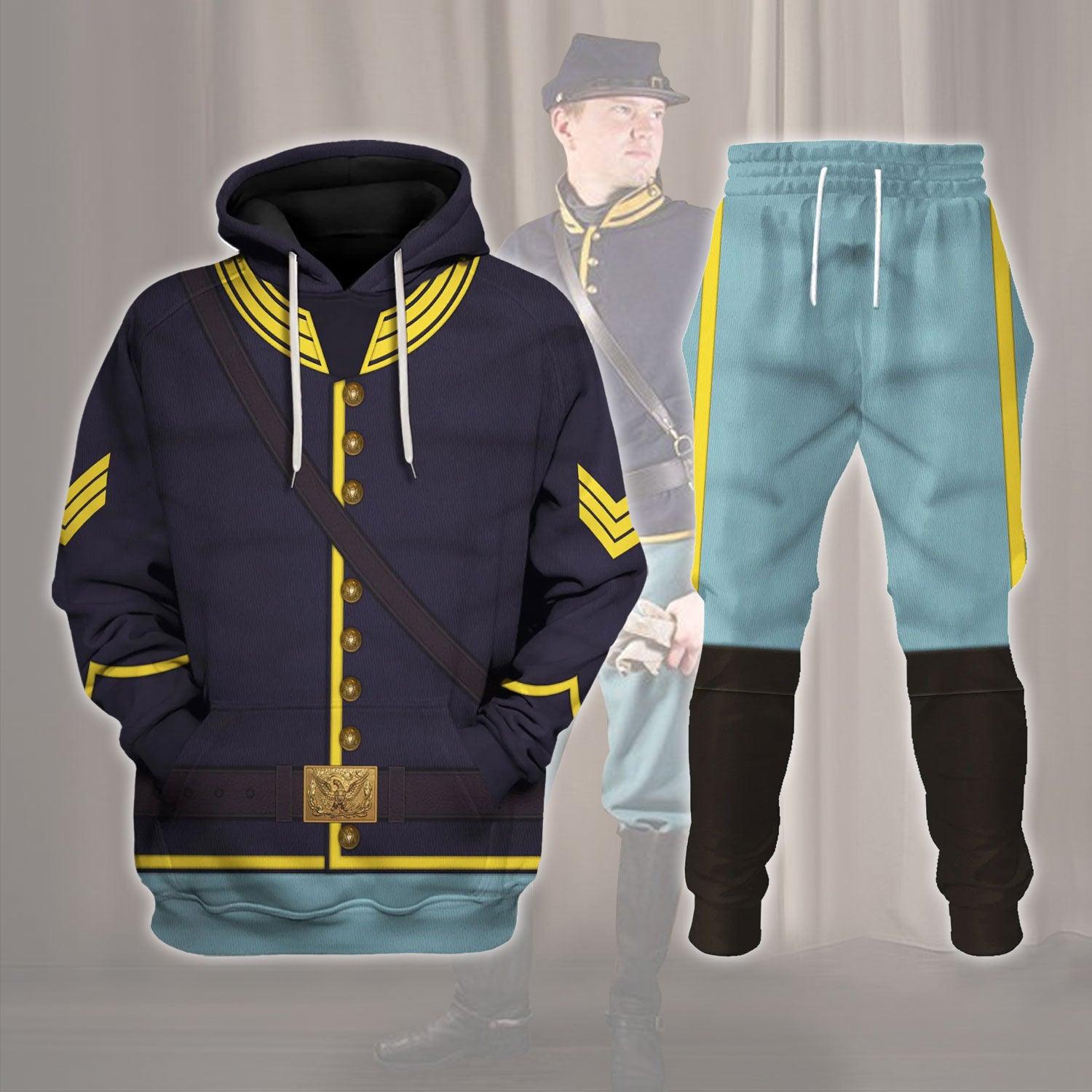 Gearhomie American Union Army- Cavalry Sergeant Costume Hoodie Sweatshirt T-Shirt Tracksuit - DucG