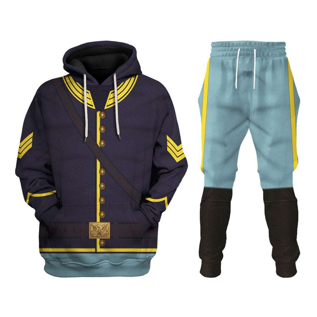 Gearhomie American Union Army- Cavalry Sergeant Uniform All Over Print Hoodie Sweatshirt T-Shirt Tracksuit - Gearhomie.com
